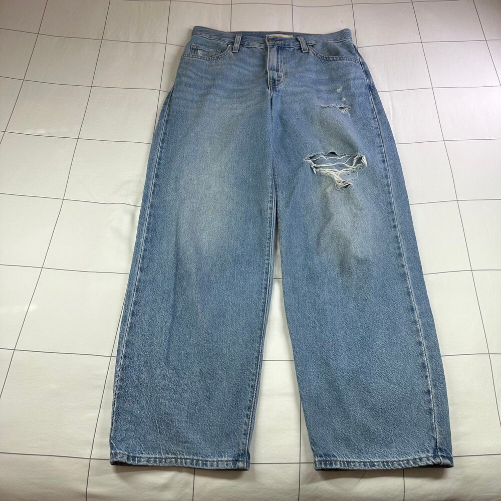 Levi's Premium Jeans Womens 26 Blue Baggy Dad Distressed Ripped Cotton 5 Pocket